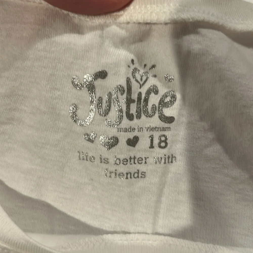NWT Justice White Cropped Owl Heart Rainbow Glasses Size 18
